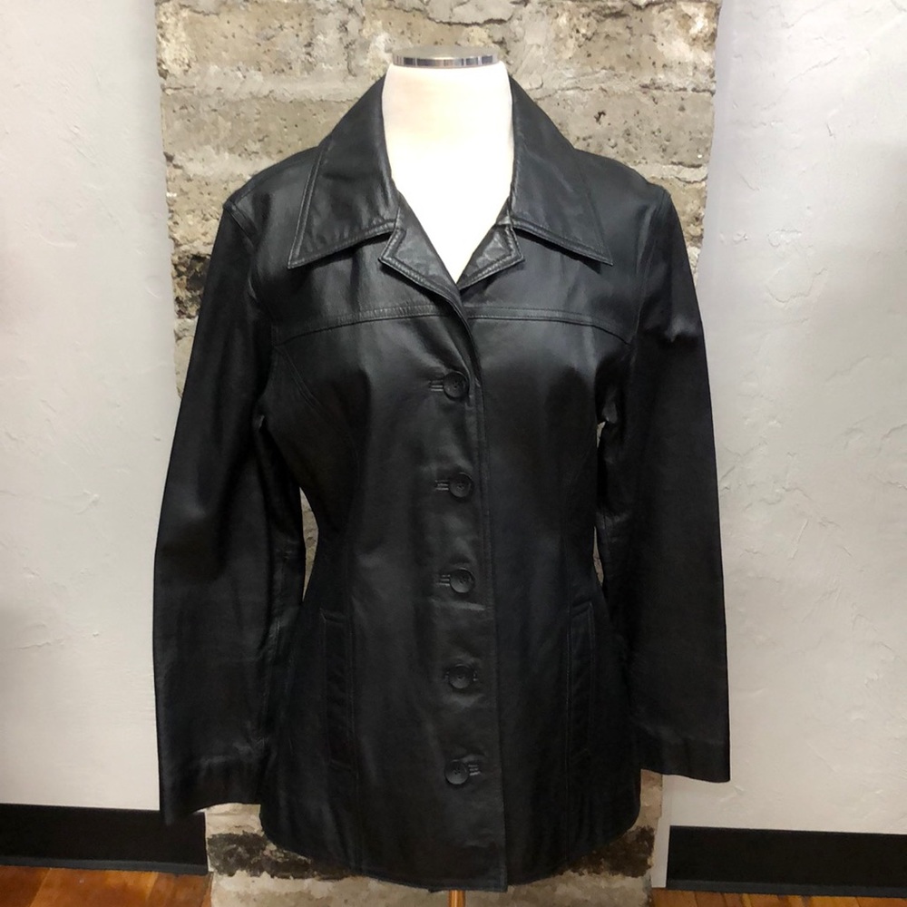 Genuine Leather Jacqueline Ferrar Women’s Black Jacket size Small